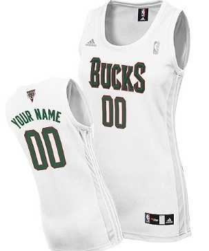 Womens Customized Milwaukee Bucks White Jersey